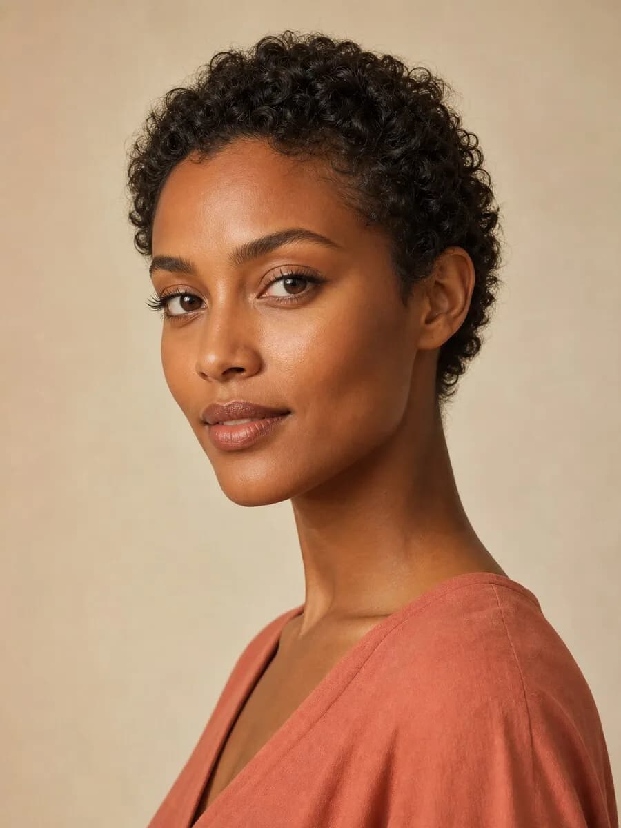 Reference photo of a woman with short curly hair