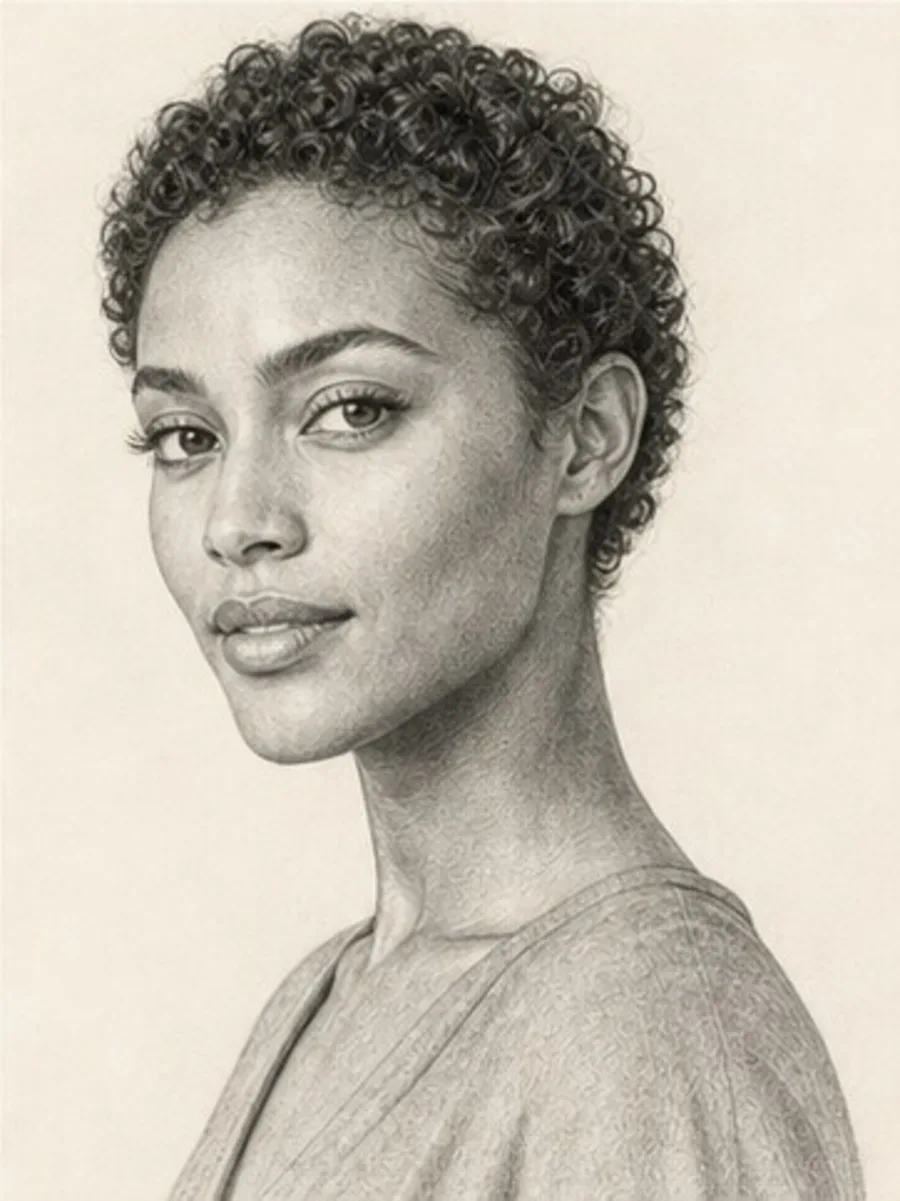 Finished pencil portrait drawn from the same photo