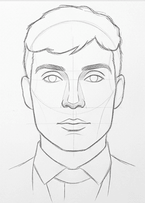 Mid-stage portrait sketch showing facial structure and contour