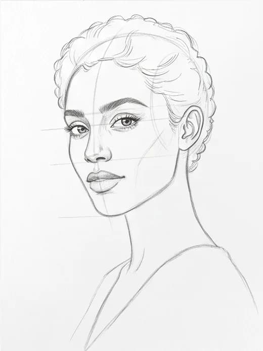 Portrait tutorial drawing stage 9